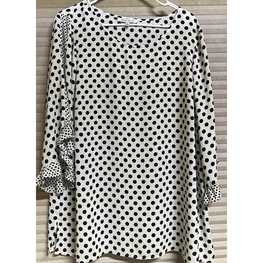 Rose + Olive Women Tunic Blouse Size 1X Floral Pleated 3/4 Sleeve Peasant Modern